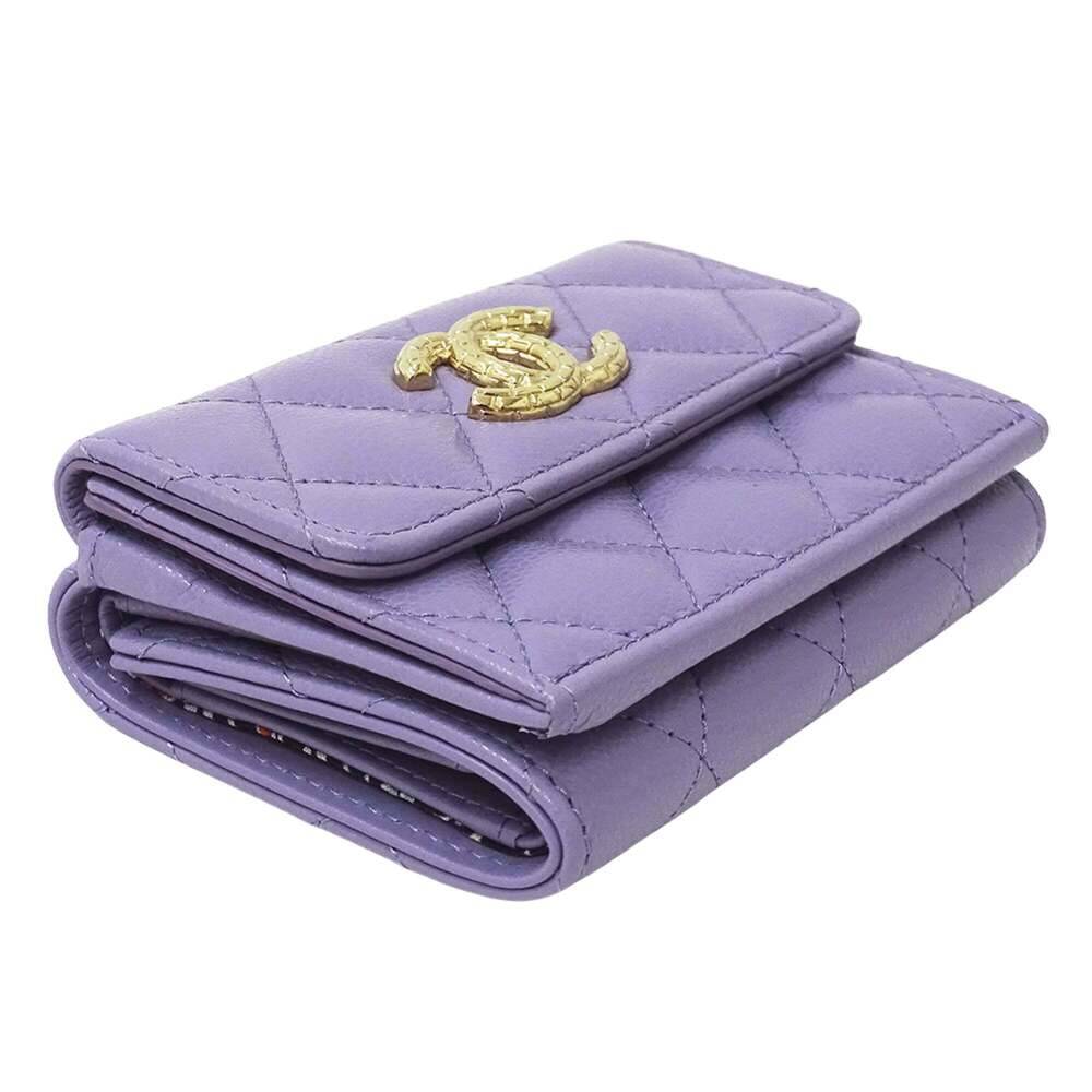 CHANEL Purple Caviar Leather Wallet - Picture 3 of 12